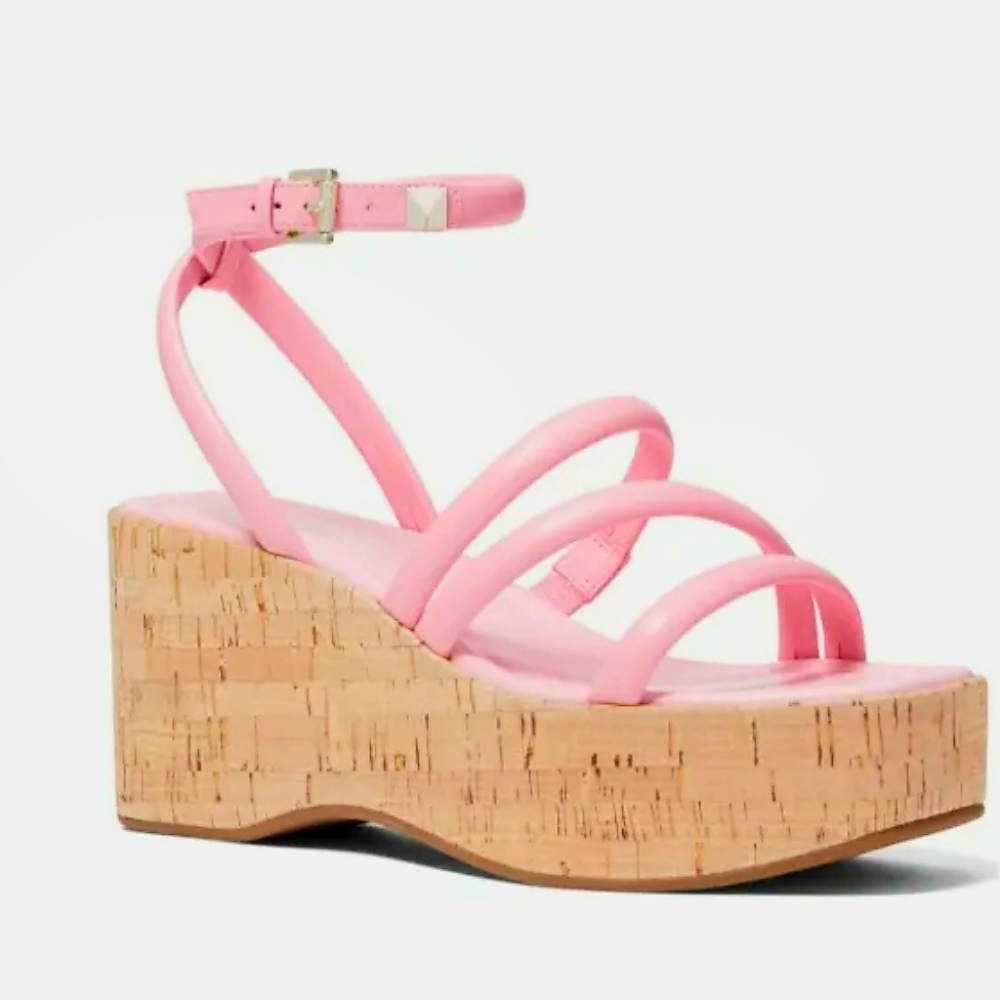 MK Hazel Wedge Leather Pink NWB Size 10